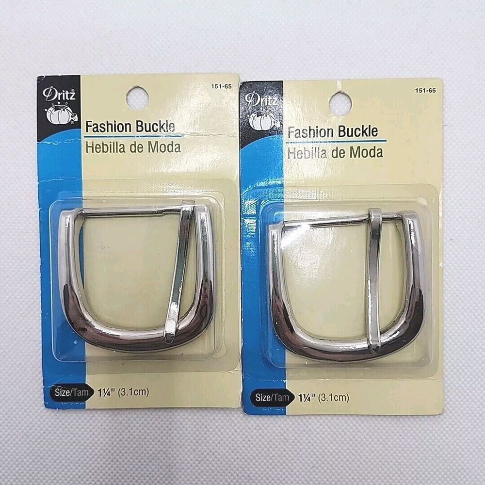 Lot Of 2 Dritz - 1  1/4" Silvertone Fashion Buckles 151-65 -Belts, Accents, Bags